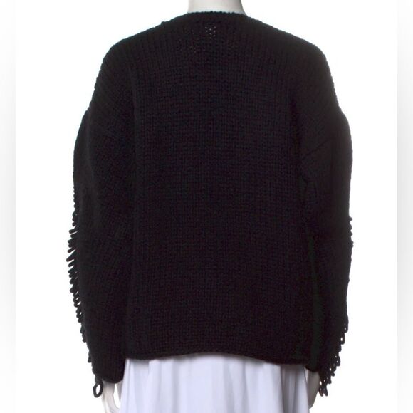 IRO black chunky knit ladder/shredded sleeve wool/alpaca/polyamide blend sweater - Picture 2 of 8